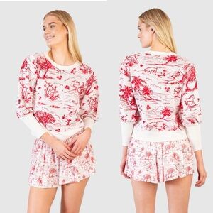 Koch Madeline Red Toile Sweater Cashmere Blend Crew Neck Limited Edition XS